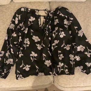 Floral black and white top